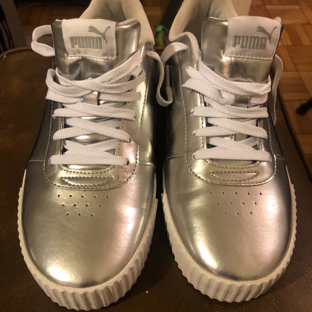 Puma Silver and black glittered sneakers